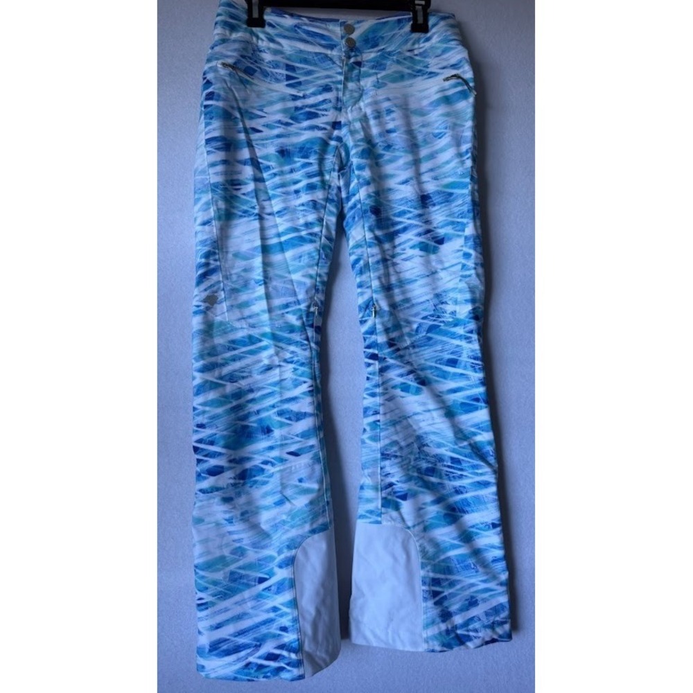 Obermeyer Ski‎ Snow Pants Women 4 Blue Print Insulated Stretch 3M Thinsulate